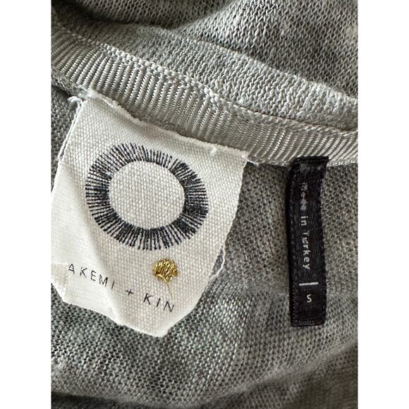 Anthropologie AKEMI + KIN Grey Lattice Linen T shirt Greym Size Small Coquette - Picture 2 of 6